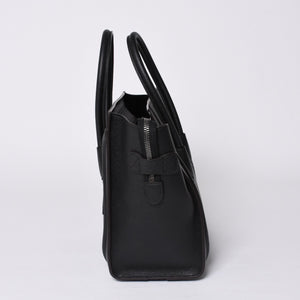 CELINE セリーヌ ラゲージ マイクロショッパー エディ期 現行 トートバッグ レザー ブラック シルバー金具 美品 中古 4a000494