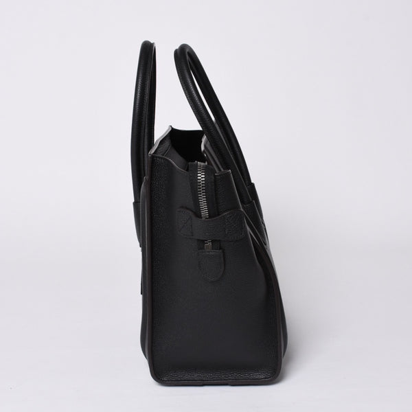 CELINE セリーヌ ラゲージ マイクロショッパー エディ期 現行 トートバッグ レザー ブラック シルバー金具 美品 中古 4a000494