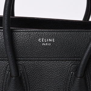 CELINE セリーヌ ラゲージ マイクロショッパー エディ期 現行 トートバッグ レザー ブラック シルバー金具 美品 中古 4a000494