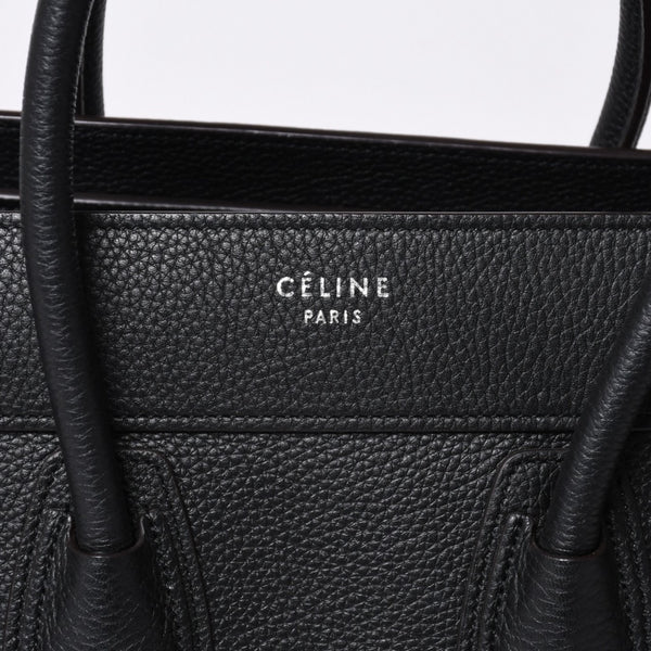 CELINE セリーヌ ラゲージ マイクロショッパー エディ期 現行 トートバッグ レザー ブラック シルバー金具 美品 中古 4a000494