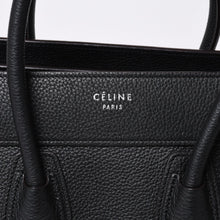 画像をギャラリービューアに読み込む, CELINE セリーヌ ラゲージ マイクロショッパー エディ期 現行 トートバッグ レザー ブラック シルバー金具 美品 中古 4a000494