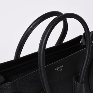 CELINE セリーヌ ラゲージ マイクロショッパー エディ期 現行 トートバッグ レザー ブラック シルバー金具 美品 中古 4a000494