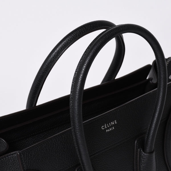 CELINE セリーヌ ラゲージ マイクロショッパー エディ期 現行 トートバッグ レザー ブラック シルバー金具 美品 中古 4a000494