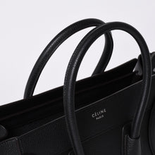 画像をギャラリービューアに読み込む, CELINE セリーヌ ラゲージ マイクロショッパー エディ期 現行 トートバッグ レザー ブラック シルバー金具 美品 中古 4a000494