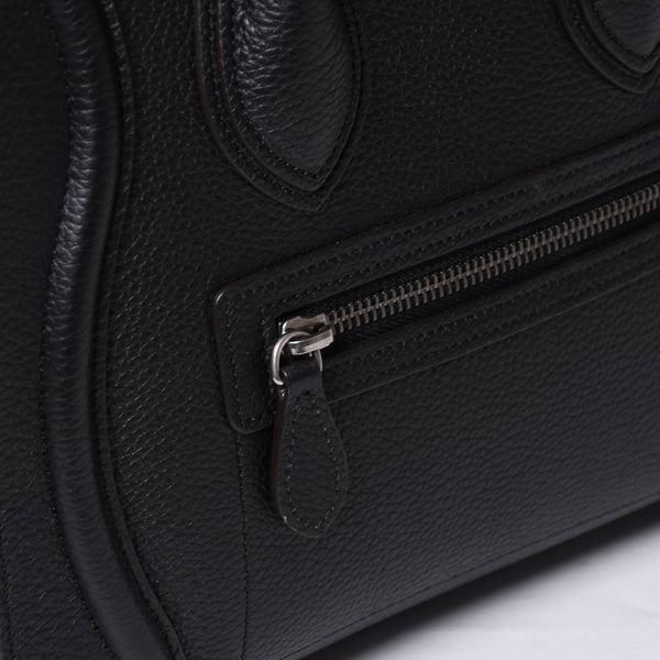 CELINE セリーヌ ラゲージ マイクロショッパー エディ期 現行 トートバッグ レザー ブラック シルバー金具 美品 中古 4a000494