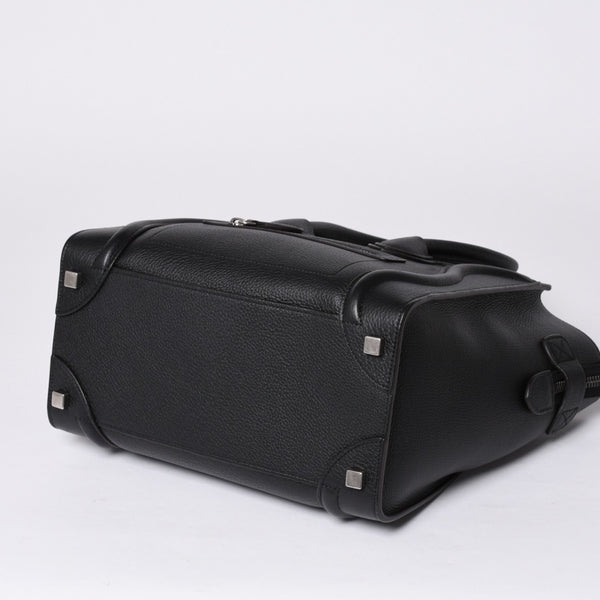 CELINE セリーヌ ラゲージ マイクロショッパー エディ期 現行 トートバッグ レザー ブラック シルバー金具 美品 中古 4a000494