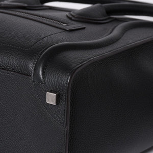 CELINE セリーヌ ラゲージ マイクロショッパー エディ期 現行 トートバッグ レザー ブラック シルバー金具 美品 中古 4a000494