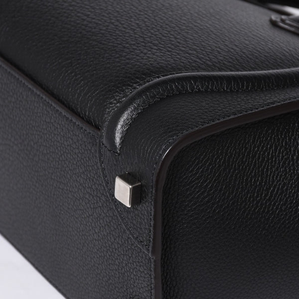 CELINE セリーヌ ラゲージ マイクロショッパー エディ期 現行 トートバッグ レザー ブラック シルバー金具 美品 中古 4a000494