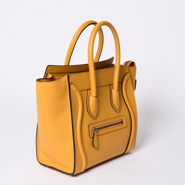 CELINE セリーヌ ラゲージ ミニショッパー レザー Hand Bag ハンドバッグ フィービー期 Yellow イエロー S-AT-1113 美品 中古 4a000495