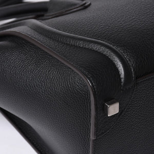 CELINE セリーヌ ラゲージ マイクロショッパー エディ期 現行 トートバッグ レザー ブラック シルバー金具 美品 中古 4a000494