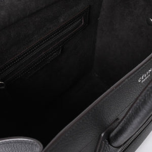 CELINE セリーヌ ラゲージ マイクロショッパー エディ期 現行 トートバッグ レザー ブラック シルバー金具 美品 中古 4a000494