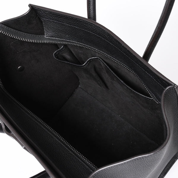 CELINE セリーヌ ラゲージ マイクロショッパー エディ期 現行 トートバッグ レザー ブラック シルバー金具 美品 中古 4a000494
