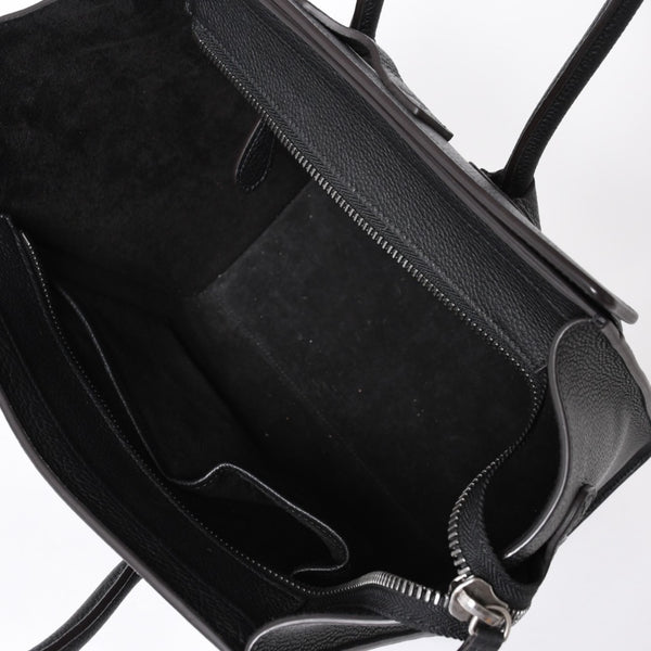 CELINE セリーヌ ラゲージ マイクロショッパー エディ期 現行 トートバッグ レザー ブラック シルバー金具 美品 中古 4a000494
