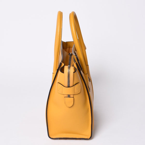 CELINE セリーヌ ラゲージ ミニショッパー レザー Hand Bag ハンドバッグ フィービー期 Yellow イエロー S-AT-1113 美品 中古 4a000495