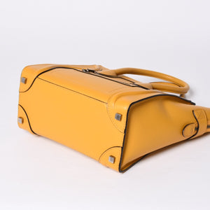 CELINE セリーヌ ラゲージ ミニショッパー レザー Hand Bag ハンドバッグ フィービー期 Yellow イエロー S-AT-1113 美品 中古 4a000495