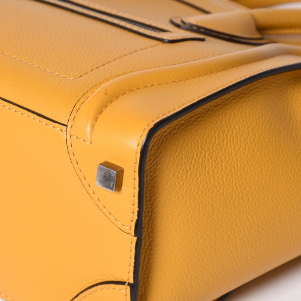 CELINE セリーヌ ラゲージ ミニショッパー レザー Hand Bag ハンドバッグ フィービー期 Yellow イエロー S-AT-1113 美品 中古 4a000495