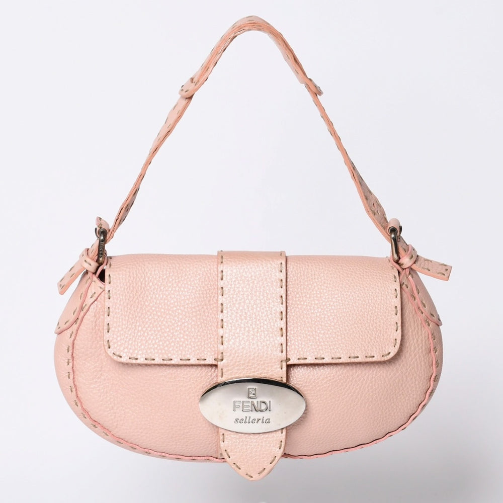 FENDI フェンディ セレリア ステッチ Hand Bag ハンドバッグ Shoulder Bag ショルダーバッグ 8BR407 レザー ピンク 美品 中古 4a000500