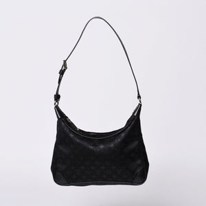 極美品 LOUIS VUITTON ルイヴィトン リトル ブローニュ ワンショルダーバッグ M92142 モノグラム サテン ブラック シルバー金具 中古 4a000762