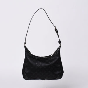 極美品 LOUIS VUITTON ルイヴィトン リトル ブローニュ ワンショルダーバッグ M92142 モノグラム サテン ブラック シルバー金具 中古 4a000762