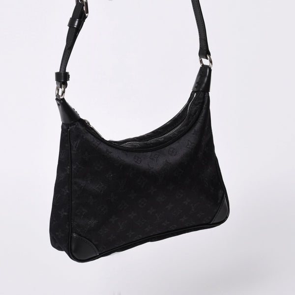 極美品 LOUIS VUITTON ルイヴィトン リトル ブローニュ ワンショルダーバッグ M92142 モノグラム サテン ブラック シルバー金具 中古 4a000762