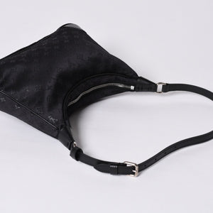 極美品 LOUIS VUITTON ルイヴィトン リトル ブローニュ ワンショルダーバッグ M92142 モノグラム サテン ブラック シルバー金具 中古 4a000762