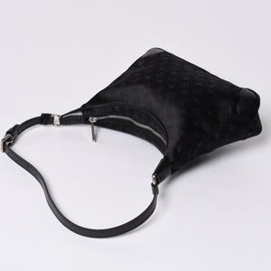 極美品 LOUIS VUITTON ルイヴィトン リトル ブローニュ ワンショルダーバッグ M92142 モノグラム サテン ブラック シルバー金具 中古 4a000762