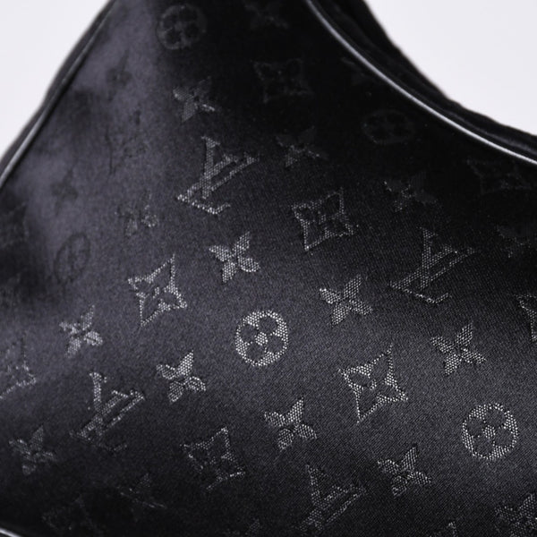極美品 LOUIS VUITTON ルイヴィトン リトル ブローニュ ワンショルダーバッグ M92142 モノグラム サテン ブラック シルバー金具 中古 4a000762