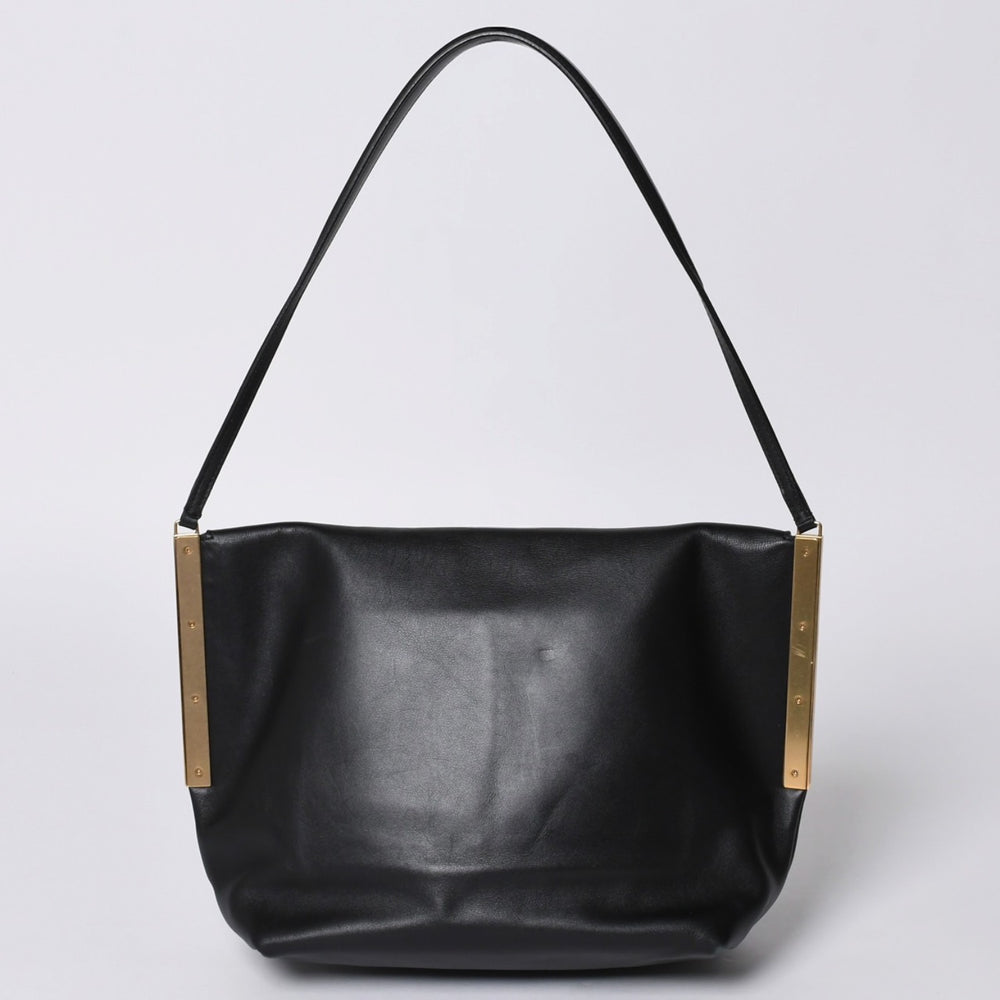 CELINE セリーヌ Clasp Shoulder クラスプライン ショルダーバッグ レザー Black ブラック 美品 中古 4a000808