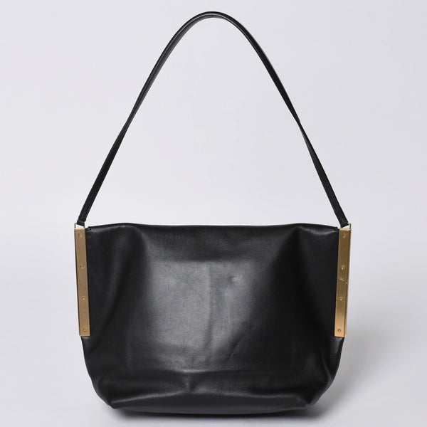 CELINE セリーヌ Clasp Shoulder クラスプライン ショルダーバッグ レザー Black ブラック 美品 中古 4a000808