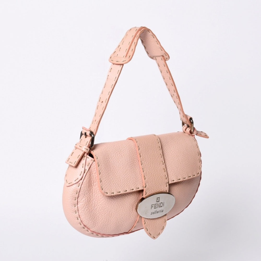 FENDI フェンディ セレリア ステッチ Hand Bag ハンドバッグ Shoulder Bag ショルダーバッグ 8BR407 レザー ピンク 美品 中古 4a000500