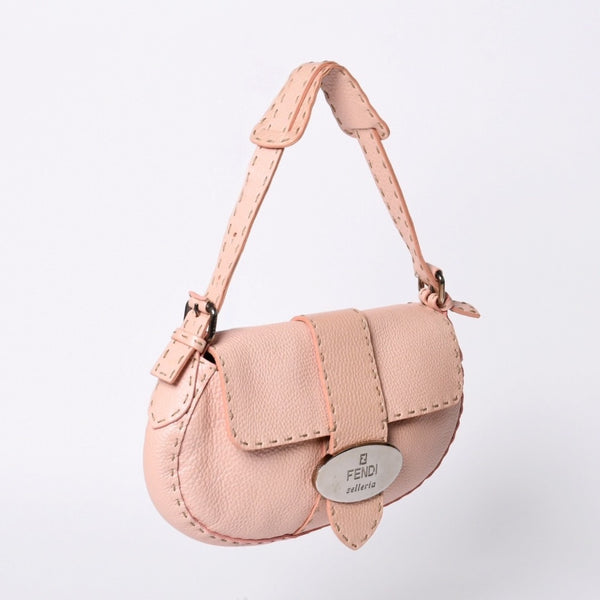 FENDI フェンディ セレリア ステッチ Hand Bag ハンドバッグ Shoulder Bag ショルダーバッグ 8BR407 レザー ピンク 美品 中古 4a000500
