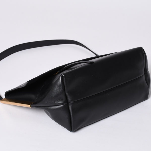 CELINE セリーヌ Clasp Shoulder クラスプライン ショルダーバッグ レザー Black ブラック 美品 中古 4a000808