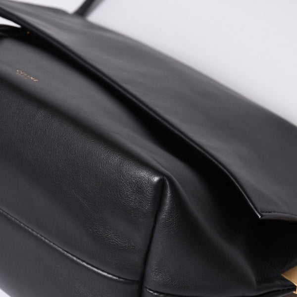 CELINE セリーヌ Clasp Shoulder クラスプライン ショルダーバッグ レザー Black ブラック 美品 中古 4a000808