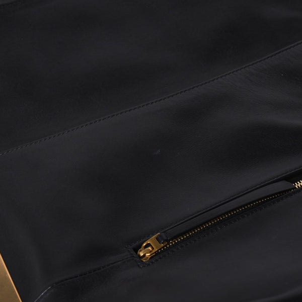 CELINE セリーヌ Clasp Shoulder クラスプライン ショルダーバッグ レザー Black ブラック 美品 中古 4a000808
