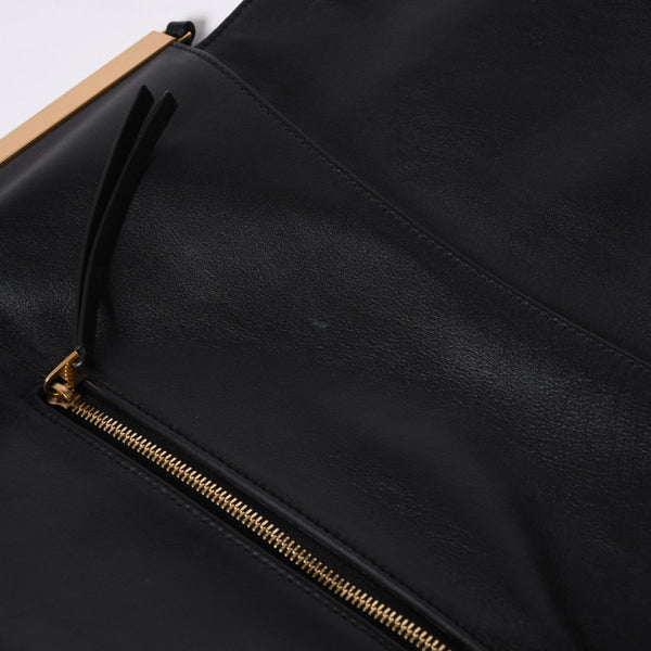 CELINE セリーヌ Clasp Shoulder クラスプライン ショルダーバッグ レザー Black ブラック 美品 中古 4a000808