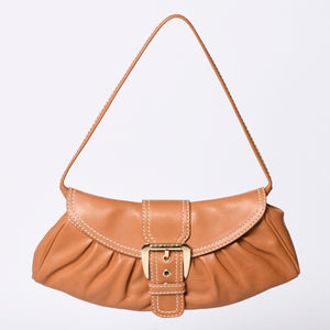CELINE セリーヌ ワンショルダーバッグ ハンドバッグ CE00/34 レザー ブラウン ゴールド金具 美品 中古 4a000470