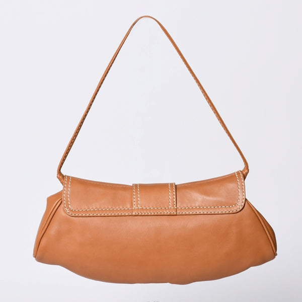 CELINE セリーヌ ワンショルダーバッグ ハンドバッグ CE00/34 レザー ブラウン ゴールド金具 美品 中古 4a000470