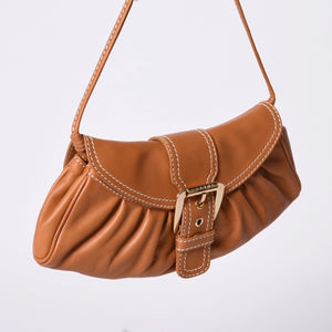 CELINE セリーヌ ワンショルダーバッグ ハンドバッグ CE00/34 レザー ブラウン ゴールド金具 美品 中古 4a000470