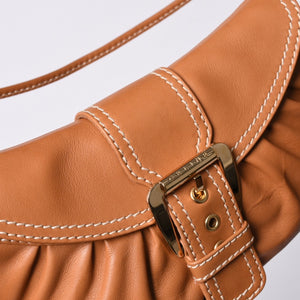 CELINE セリーヌ ワンショルダーバッグ ハンドバッグ CE00/34 レザー ブラウン ゴールド金具 美品 中古 4a000470
