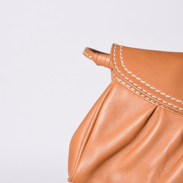 CELINE セリーヌ ワンショルダーバッグ ハンドバッグ CE00/34 レザー ブラウン ゴールド金具 美品 中古 4a000470