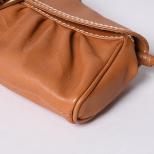 CELINE セリーヌ ワンショルダーバッグ ハンドバッグ CE00/34 レザー ブラウン ゴールド金具 美品 中古 4a000470