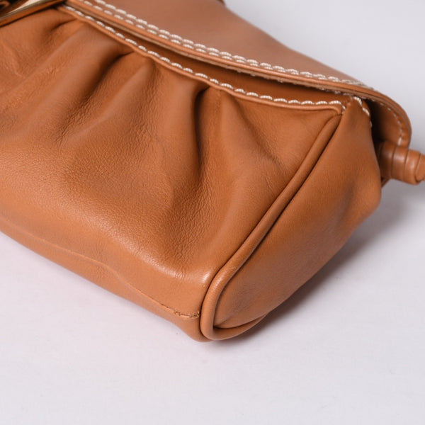 CELINE セリーヌ ワンショルダーバッグ ハンドバッグ CE00/34 レザー ブラウン ゴールド金具 美品 中古 4a000470