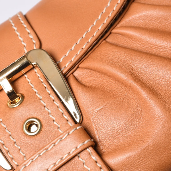 CELINE セリーヌ ワンショルダーバッグ ハンドバッグ CE00/34 レザー ブラウン ゴールド金具 美品 中古 4a000470