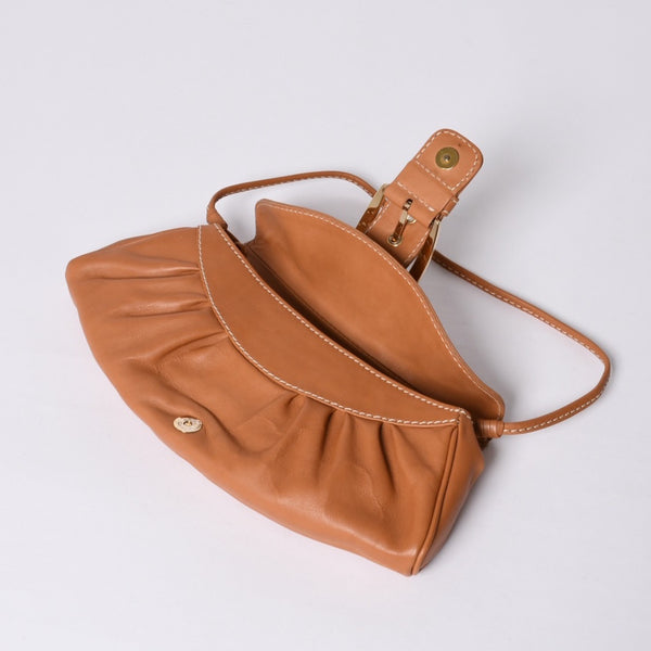 CELINE セリーヌ ワンショルダーバッグ ハンドバッグ CE00/34 レザー ブラウン ゴールド金具 美品 中古 4a000470