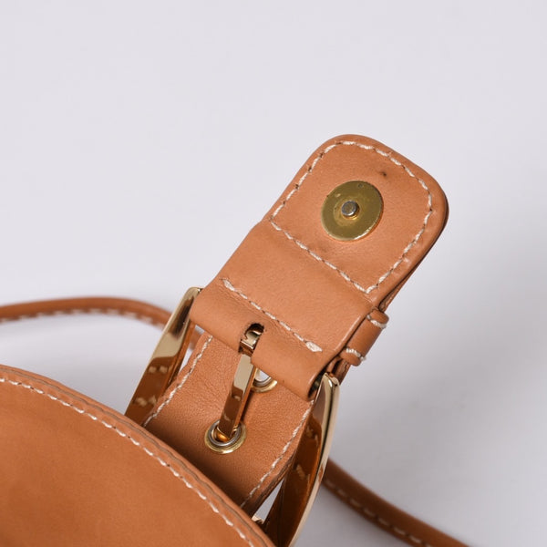 CELINE セリーヌ ワンショルダーバッグ ハンドバッグ CE00/34 レザー ブラウン ゴールド金具 美品 中古 4a000470