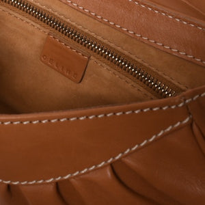 CELINE セリーヌ ワンショルダーバッグ ハンドバッグ CE00/34 レザー ブラウン ゴールド金具 美品 中古 4a000470