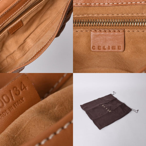 CELINE セリーヌ ワンショルダーバッグ ハンドバッグ CE00/34 レザー ブラウン ゴールド金具 美品 中古 4a000470