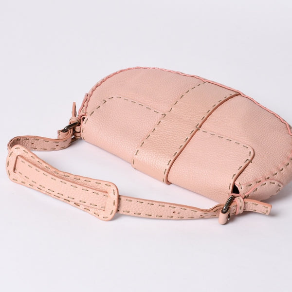FENDI フェンディ セレリア ステッチ Hand Bag ハンドバッグ Shoulder Bag ショルダーバッグ 8BR407 レザー ピンク 美品 中古 4a000500