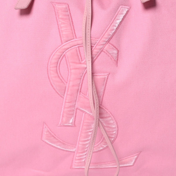Very good condition SAINT LAURENT Kahala tote bag 121627 pink canvas leather silver hardware used 4a001105