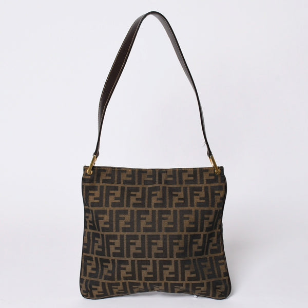 FENDI フェンディ ズッカ柄 Shoulder Bag ショルダーバッグ 83150820981 ブラウン ゴールド金具 美品 中古 4a000508